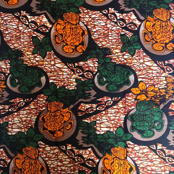 Ankara Print Fabric| 100% Wax Cotton Fabric|Orange - Picture 3 of 3